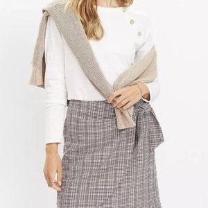NWT LOFT Plaid Wrap Skirt